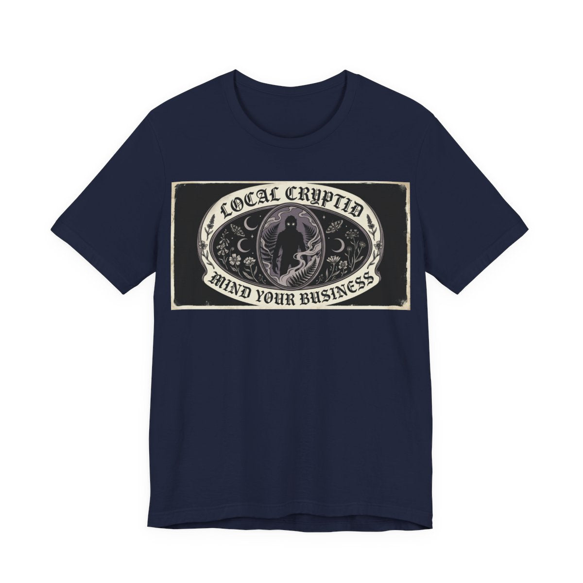 Local Cryptid Mind Your Business Shirt | Funny Goth Introvert Tee | Weird Girl A - Navy