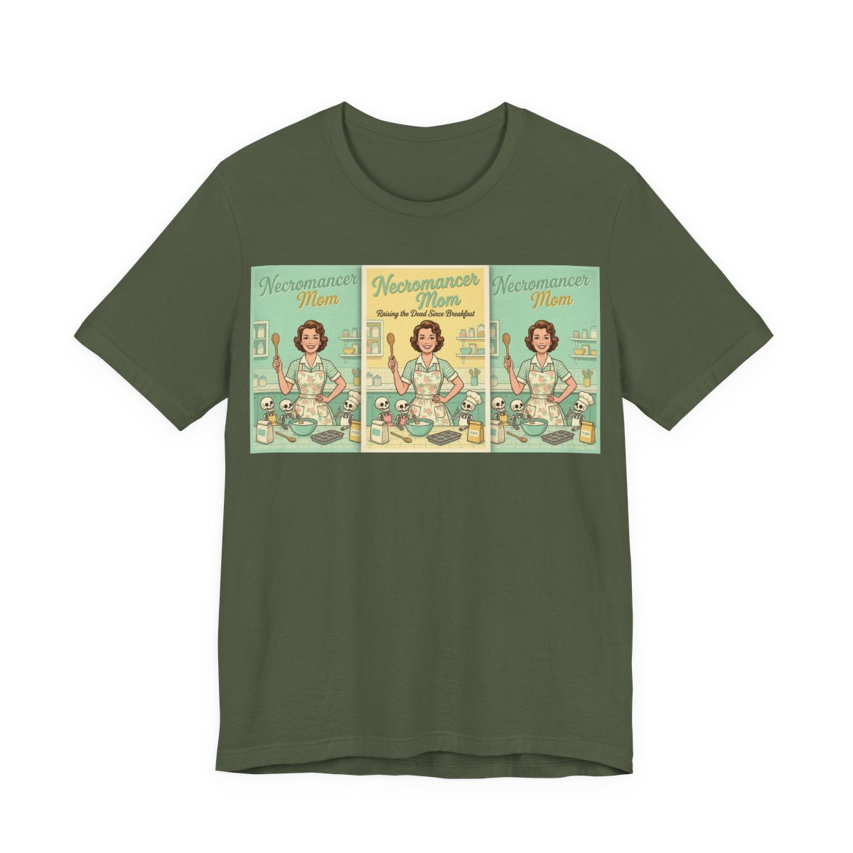 Necromancer Mom Shirt | Funny Gamer Parent Tee | TTRPG Mom Gift | Witch Mom Skel - Military Green