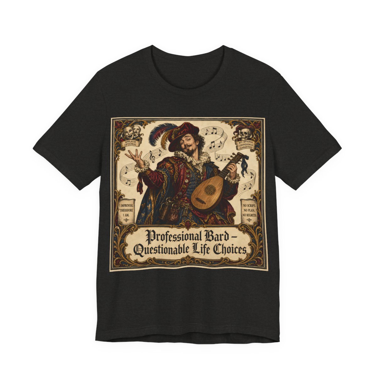 Professional Bard Questionable Life Choices Shirt | Funny Renaissance Faire Tee  - Black Heather