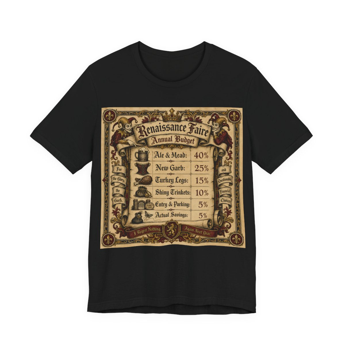Renaissance Faire Annual Budget Shirt | Funny Ren Faire Tee | Medieval Festival  - Black