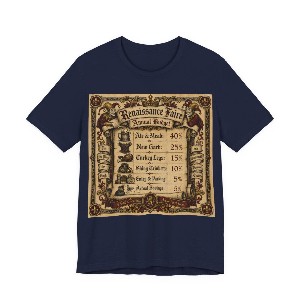 Renaissance Faire Annual Budget Shirt | Funny Ren Faire Tee | Medieval Festival  - Navy