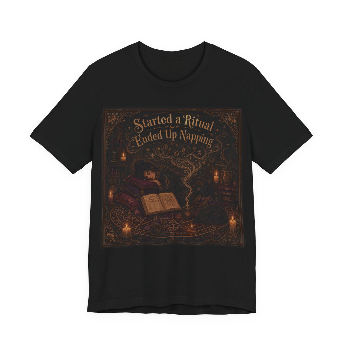 Started a Ritual Ended Up Napping Shirt | Funny Pagan Witch Tee | Tired Spiritua - Black